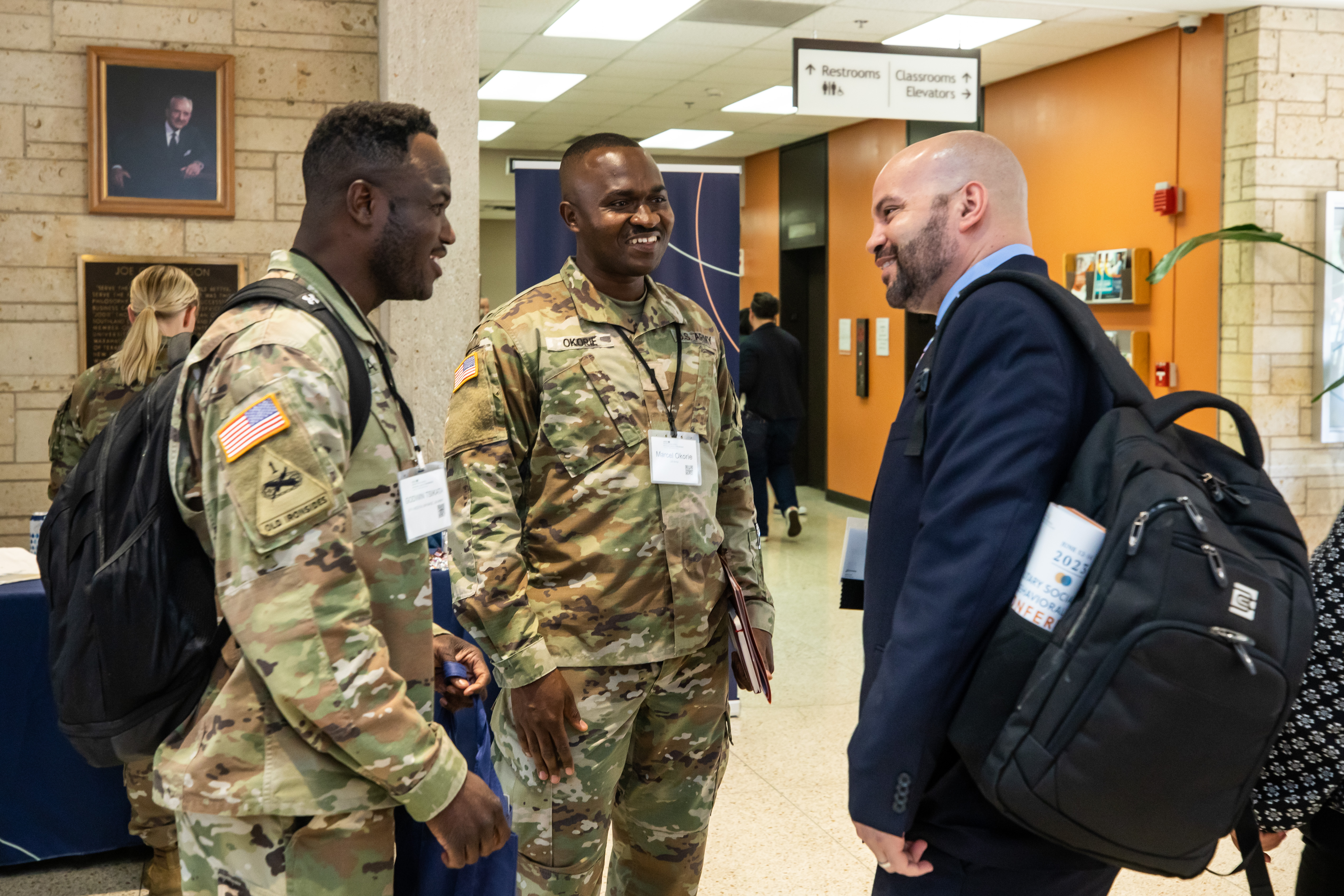 2023 Conference - Attendees talk with COL Nathan Keller