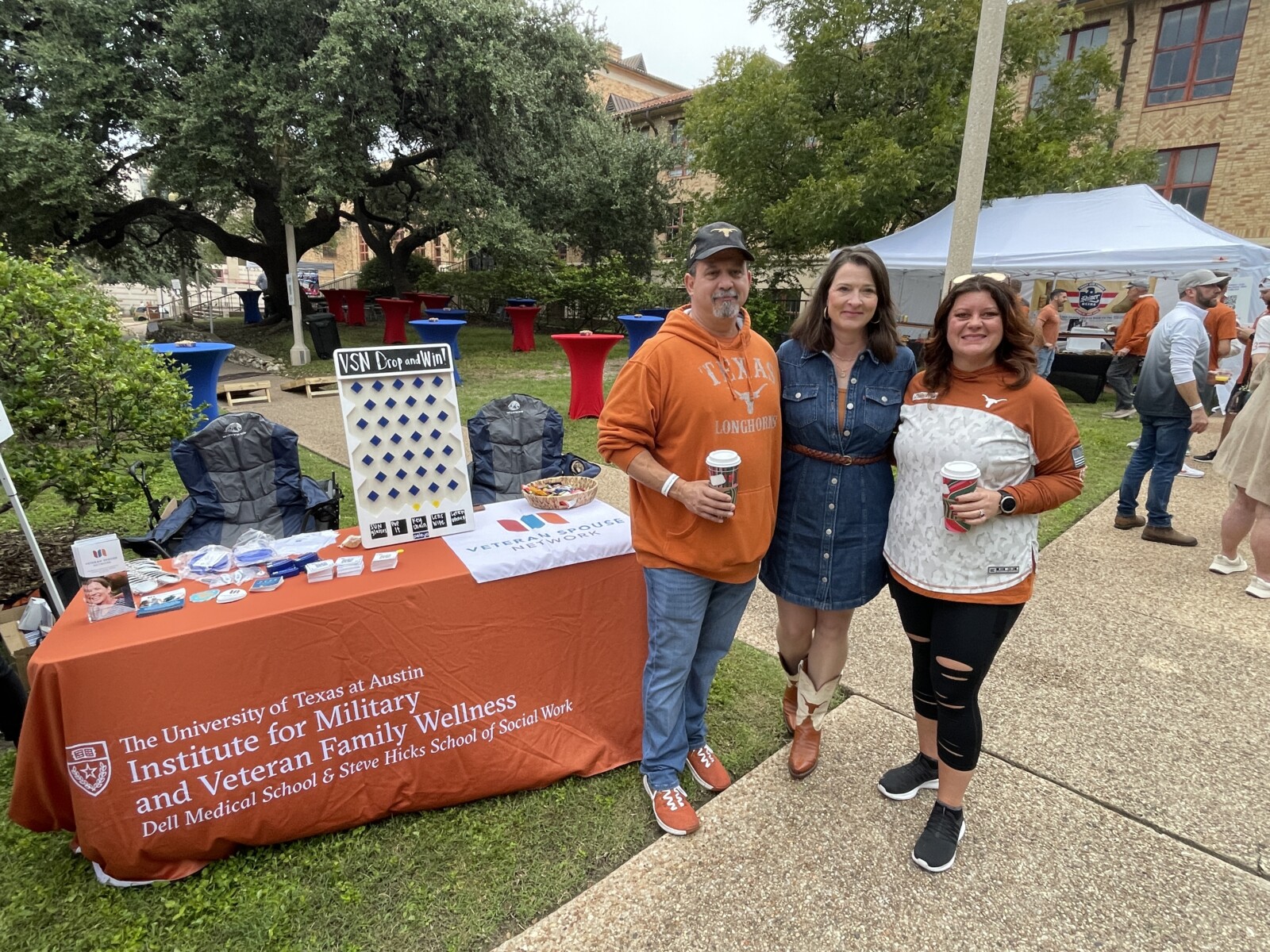 UT Tailgate at the Steve Hicks School of Social Work in front of the Veteran Spouse Network Table